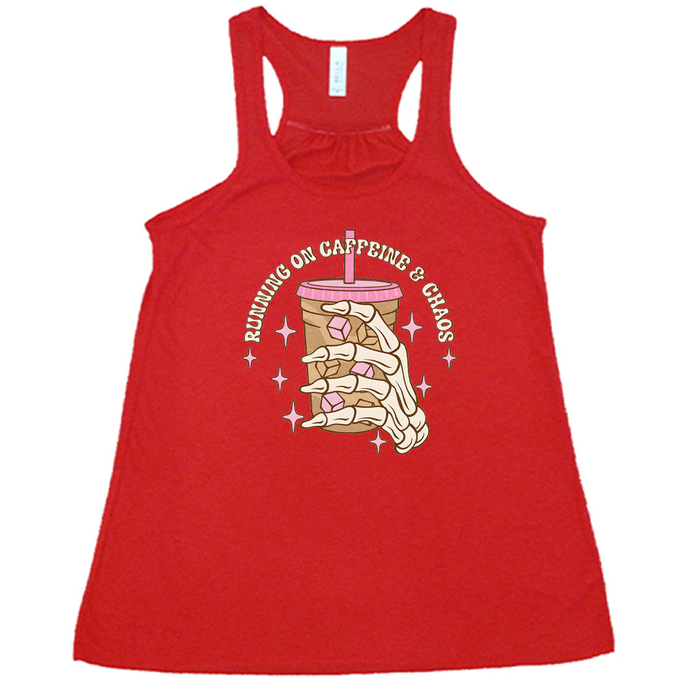 Running On Caffeine & Chaos Funny Coffee Lover T-Shirt - Perfect for Gym Workouts, Office Humor & Casual Wear