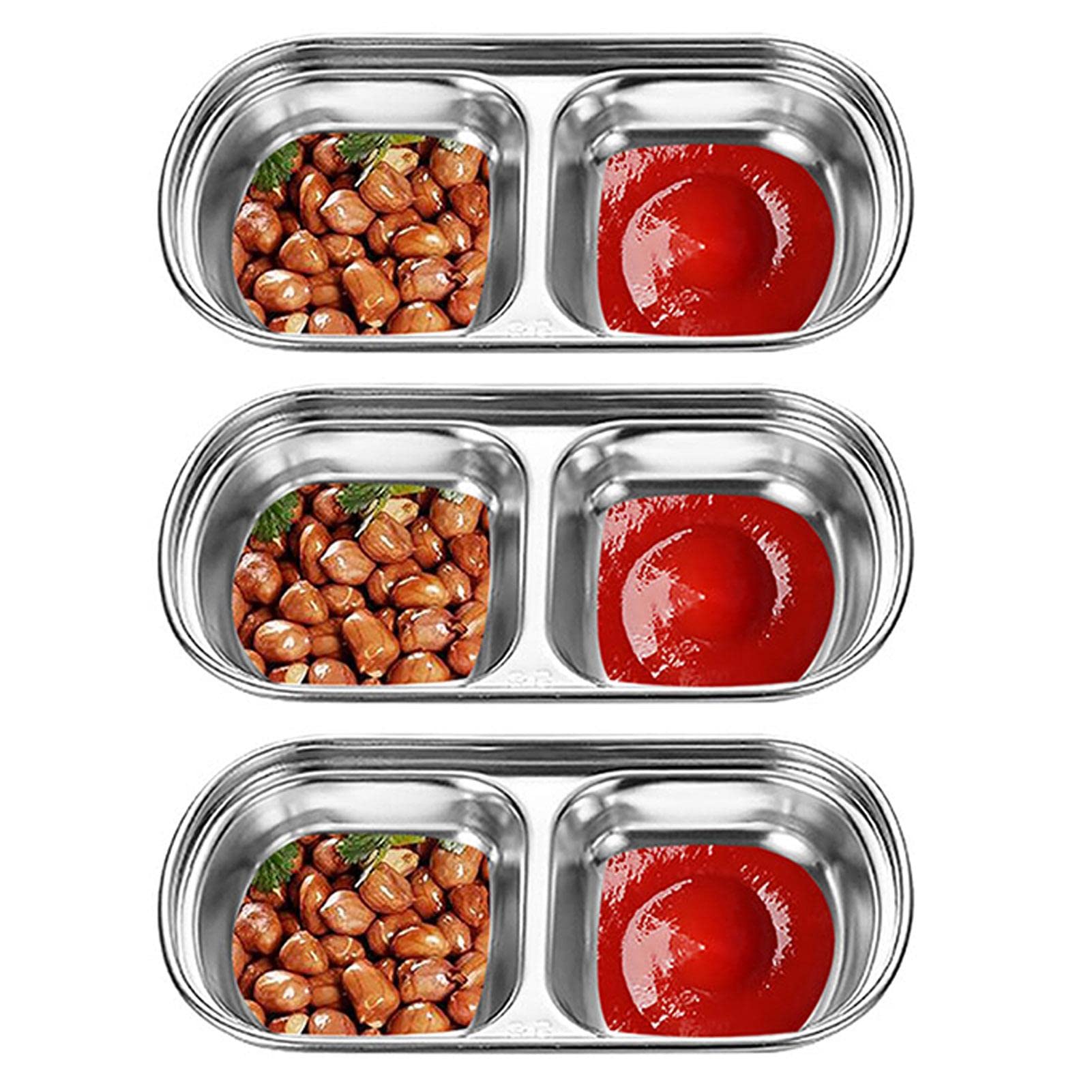 4Pcs Stainless Steel Square Seasoning Dishes - Stackable Sushi Dipping Bowls & Mini Appetizer Plates for Asian Cuisine, Sushi Restaurants, Home Kitchens & Party Serving