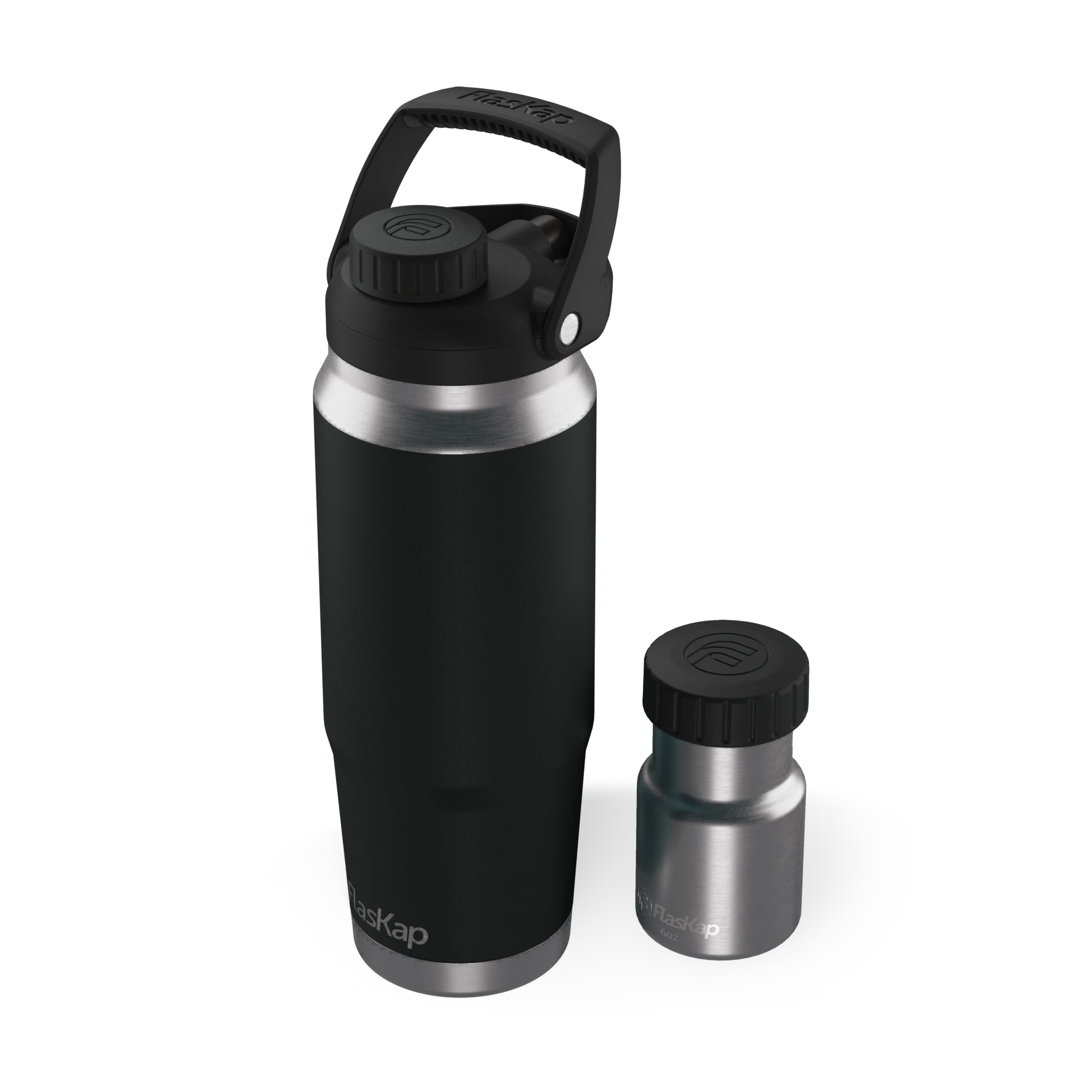 Flaskap FreePour System: 6oz Insulated Tumbler Attachment & 26oz Leak-Proof Cup Holder Friendly Water Bottle - Perfect for Cocktails, Smoothies & On-the-Go Hydration at Gym, Office or Outdoor Adventures