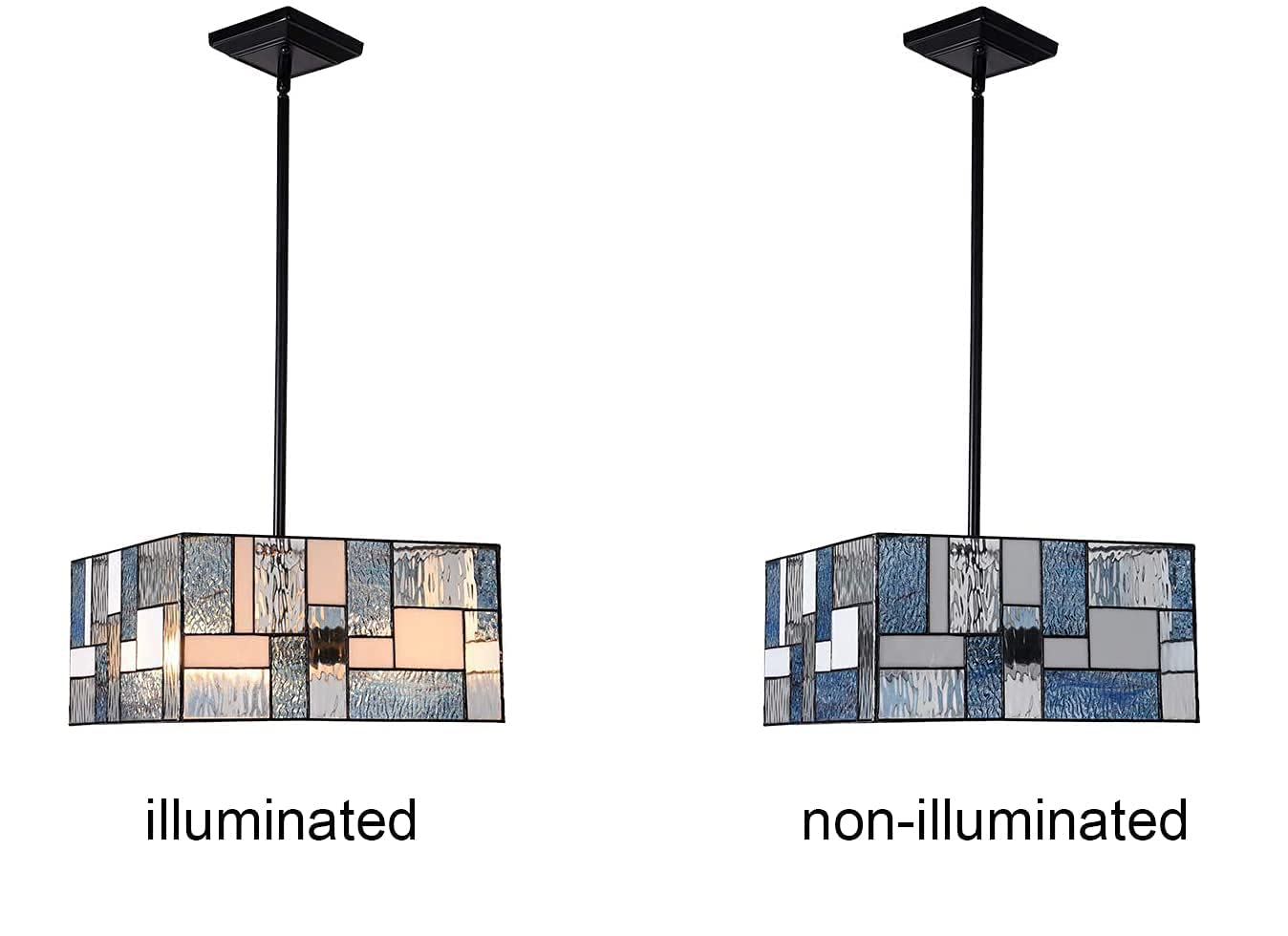ARTZONE Tiffany Style Stained Glass Pendant Light Fixture - 3 Lights, 14