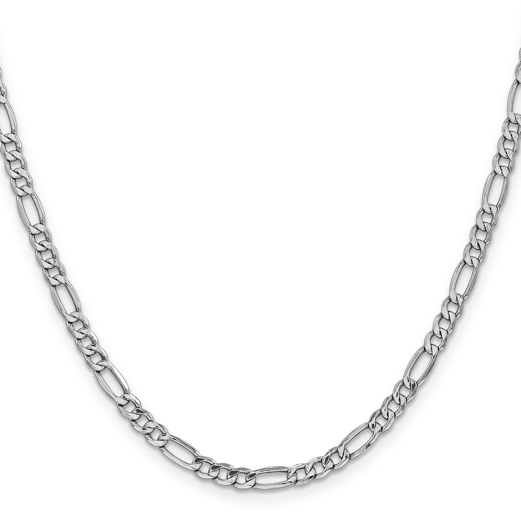 14K White Gold Lightweight Figaro Chain Necklace, Bracelet or Anklet - Elegant Jewelry for Women, Men, Gift for Birthday, Anniversary, Wedding, Party & Everyday Wear