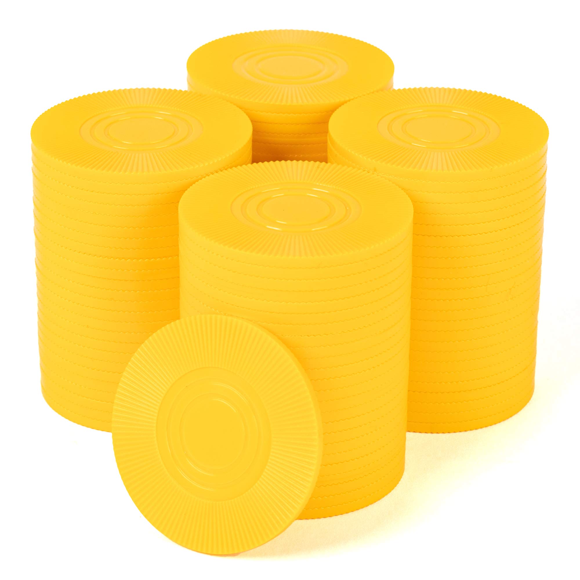Brybelly 100-Piece Interlocking Poker Chip Set - 2 Gram Lightweight Plastic Casino Chips for Texas Hold'em, Blackjack, Card Games & Math Counting Learning | Perfect for Casino Nights, Home Poker Tournaments & Classroom Activities (Yellow)