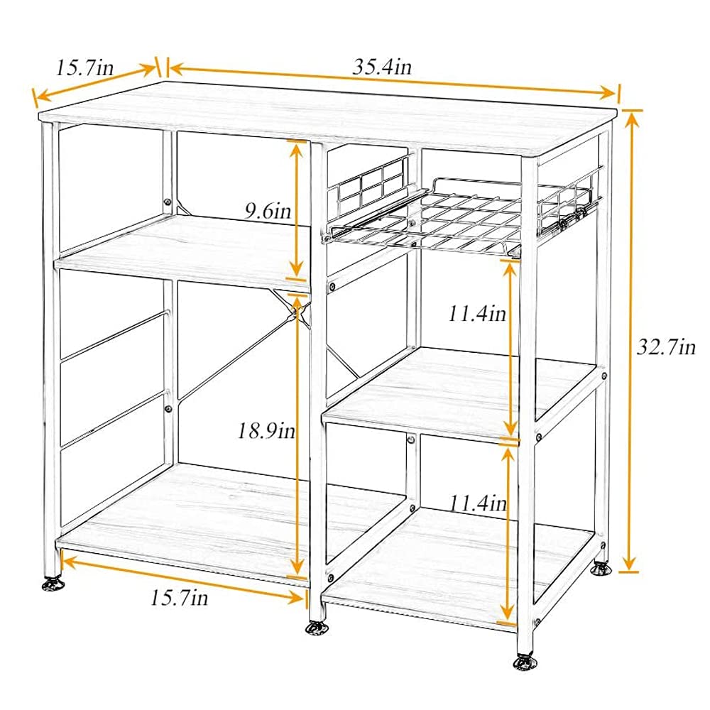 Soges 3-Tier Kitchen Baker's Rack with Microwave Stand - Rustic Brown Storage Cart for Baking, Cooking & Organizing - Perfect for Small Kitchens, Pantries & Home Bakeries