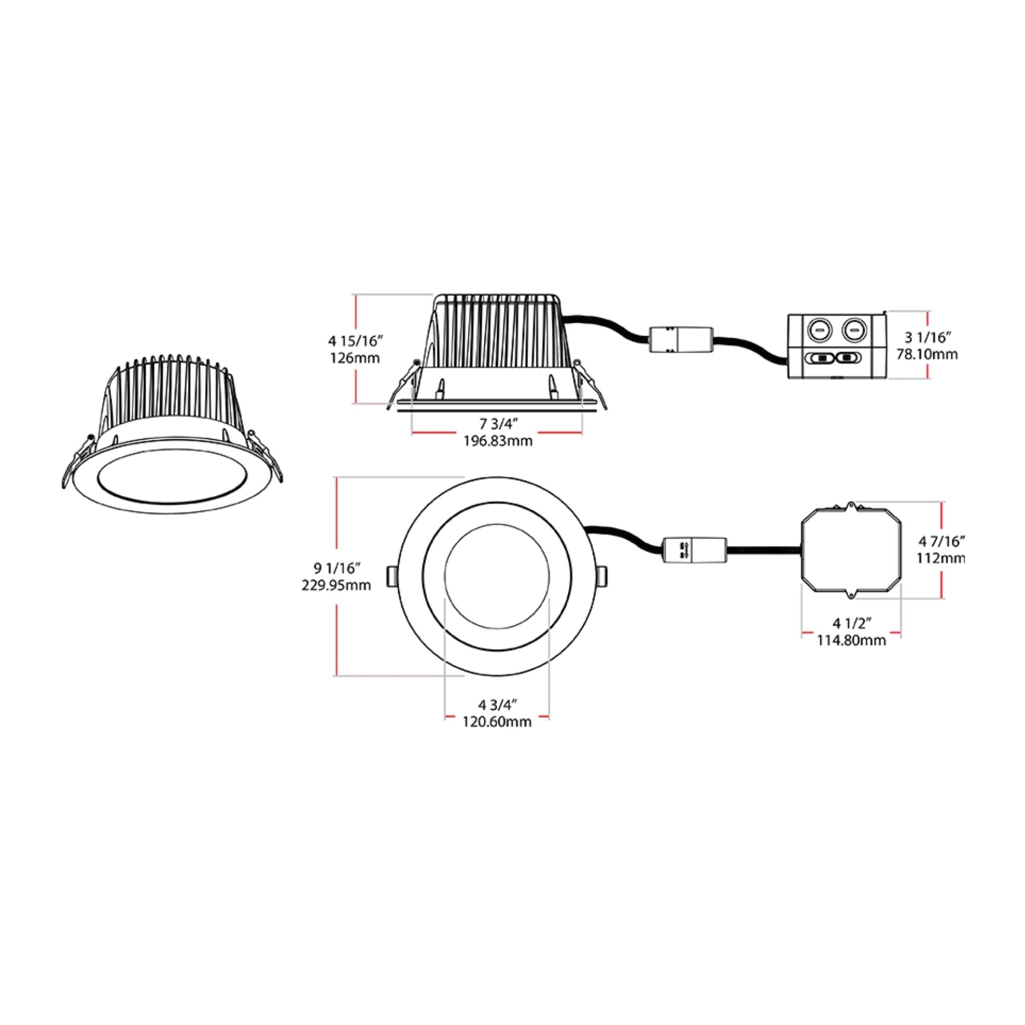 8 Inch Recessed Commercial Downlight - 4000 Lumens, 4 CCT Adjustable (3000K-5000K), Matte Silver Finish - Perfect for Offices, Retail Stores & Restaurants Lighting