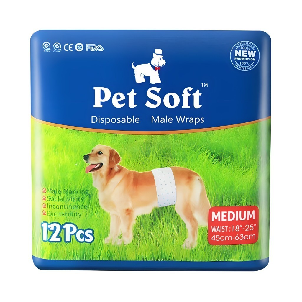 Dono Male Pet Disposable Diapers - 12 Pack (XS/S/M) for Dogs & Cats - Absorbent & Leak-Proof - Perfect for House Training, Travel & Senior Pets
