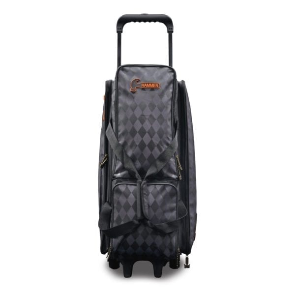 Premium Deluxe Diamond 3 Ball Roller Bowling Bag - Heavy Duty Durable Bowling Ball Carrier with Wheels for Men & Women - Perfect for League Play, Tournaments & Practice Sessions