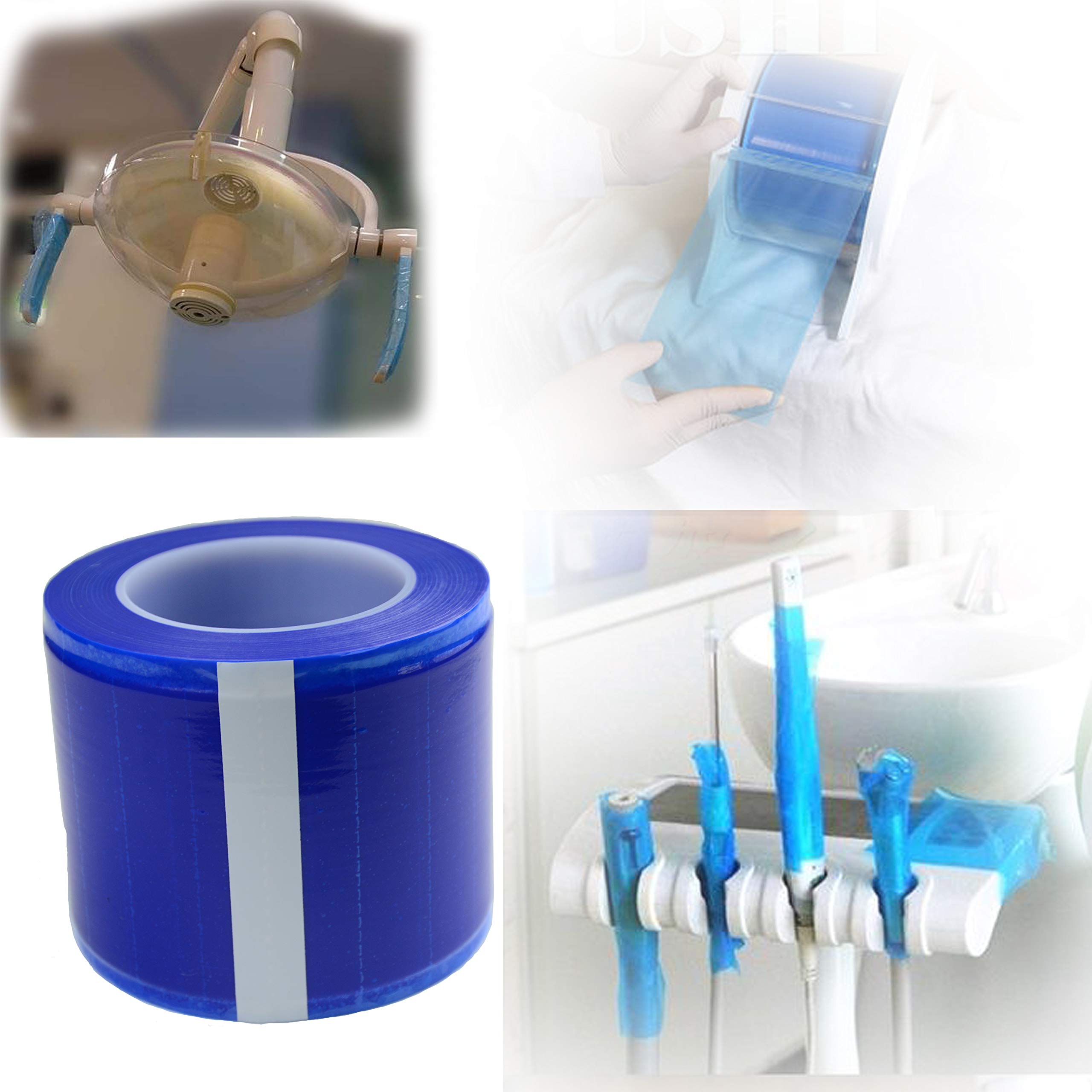 1200 Sheets Disposable PE Barrier Tape Film Roll - 4 x 6 Inch Adhesive Protective Plastic Wrap for Tattoo, Surface Protection & Cleaning (Blue) | Ideal for Tattoo Studios, Medical Clinics & Home Sanitation
