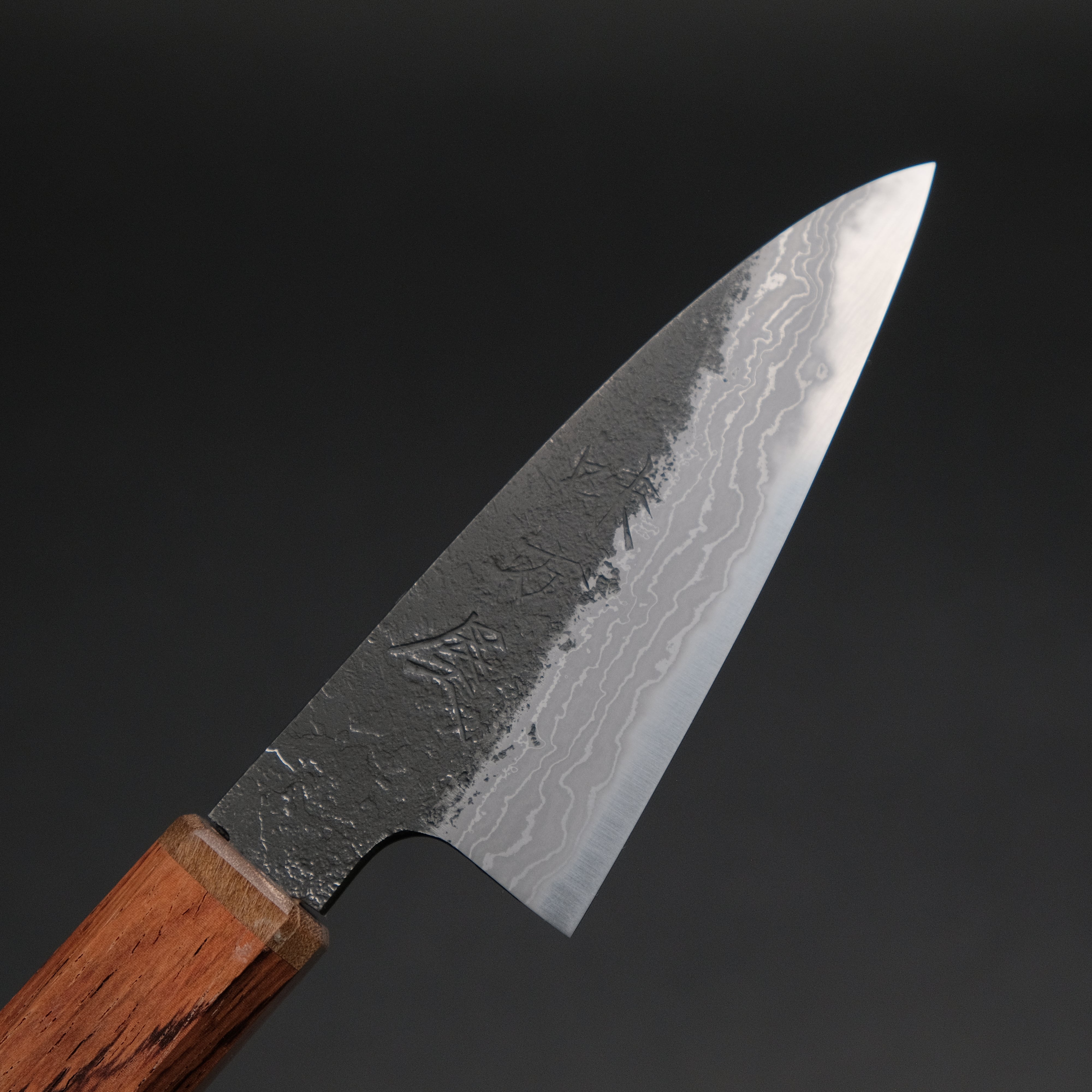Premium Ajikataya White #2 Nashiji Damascus Petty Knife 85mm - Rosewood & Stabilized Wood Handle (#67) - Perfect for Slicing Fruits, Vegetables & Precision Kitchen Tasks