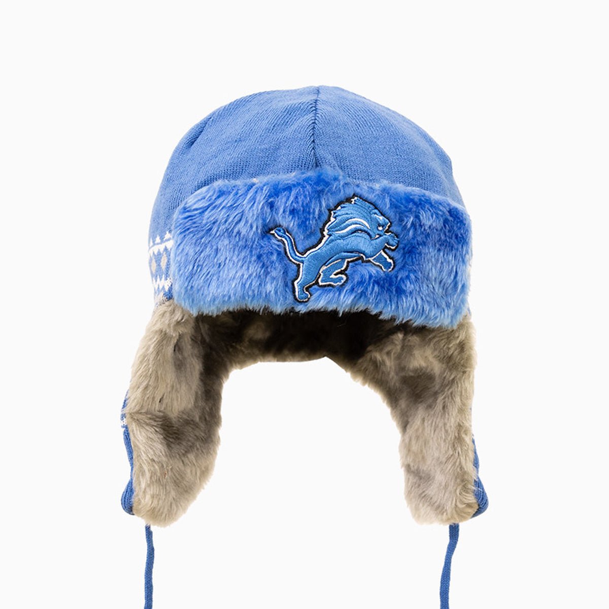 Detroit Lions NFL Trapper Knit Cuff Beanie Hat for Men & Women - Winter Warm Fleece Lined Skull Cap - Football Fan Gear for Cold Weather Games & Outdoor Activities
