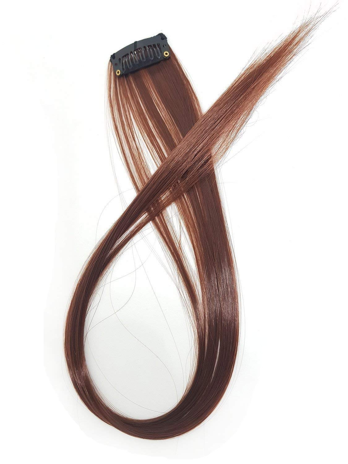 Verbier 2-Piece Brown Hair Extension Streak Set - Clip-In Hair Highlights for Women & Girls | Perfect for Parties, Cosplay & Everyday Styling
