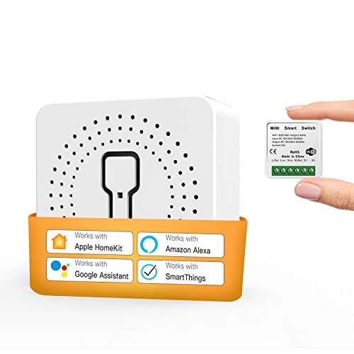 2 Pack Smart WiFi Relay Switch for HomeKit - Mini Wireless Light Switch with Remote & Voice Control, Compatible with Siri, Alexa & Google Assistant - 16A Outlet Timer for DIY Smart Home Automation (Perfect for Bedroom, Living Room & Office Lighting Control)