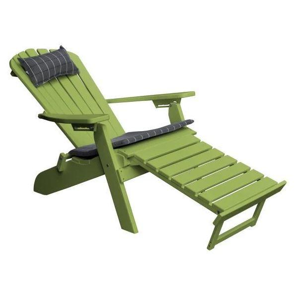 A&L Furniture Poly Folding Reclining Adirondack Chair with Pullout Ottoman - Outdoor Patio, Poolside, Garden, and Deck Relaxation Chair