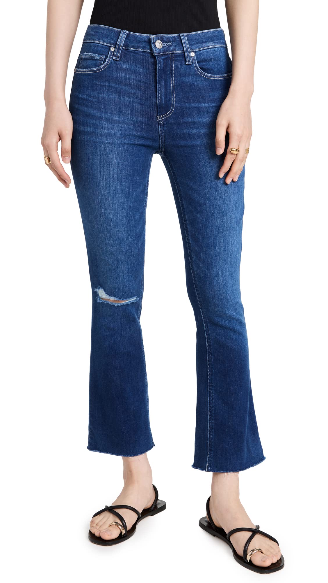 PAIGE Women's Colette High-Rise Crop Jeans - Distressed Denim Ankle Skinny Jeans for Casual Wear & Night Out