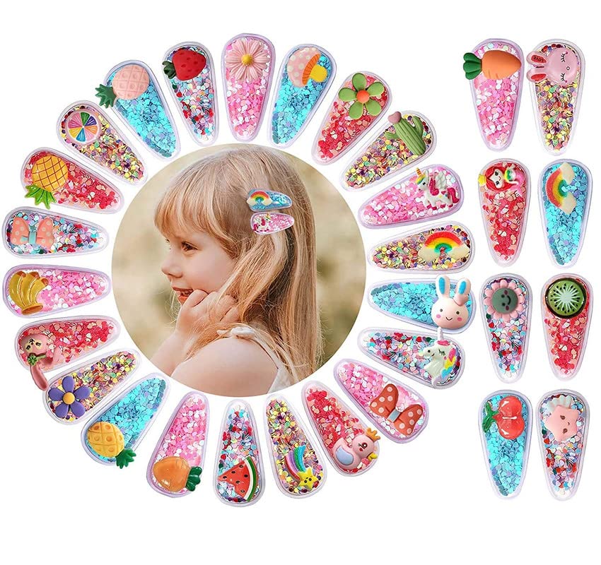 LYTIX 20Pcs Sparkly Hair Clips for Girls - Non Slip Barrettes for Baby & Toddler Girls - Perfect for School, Parties & Daily Hair Styling