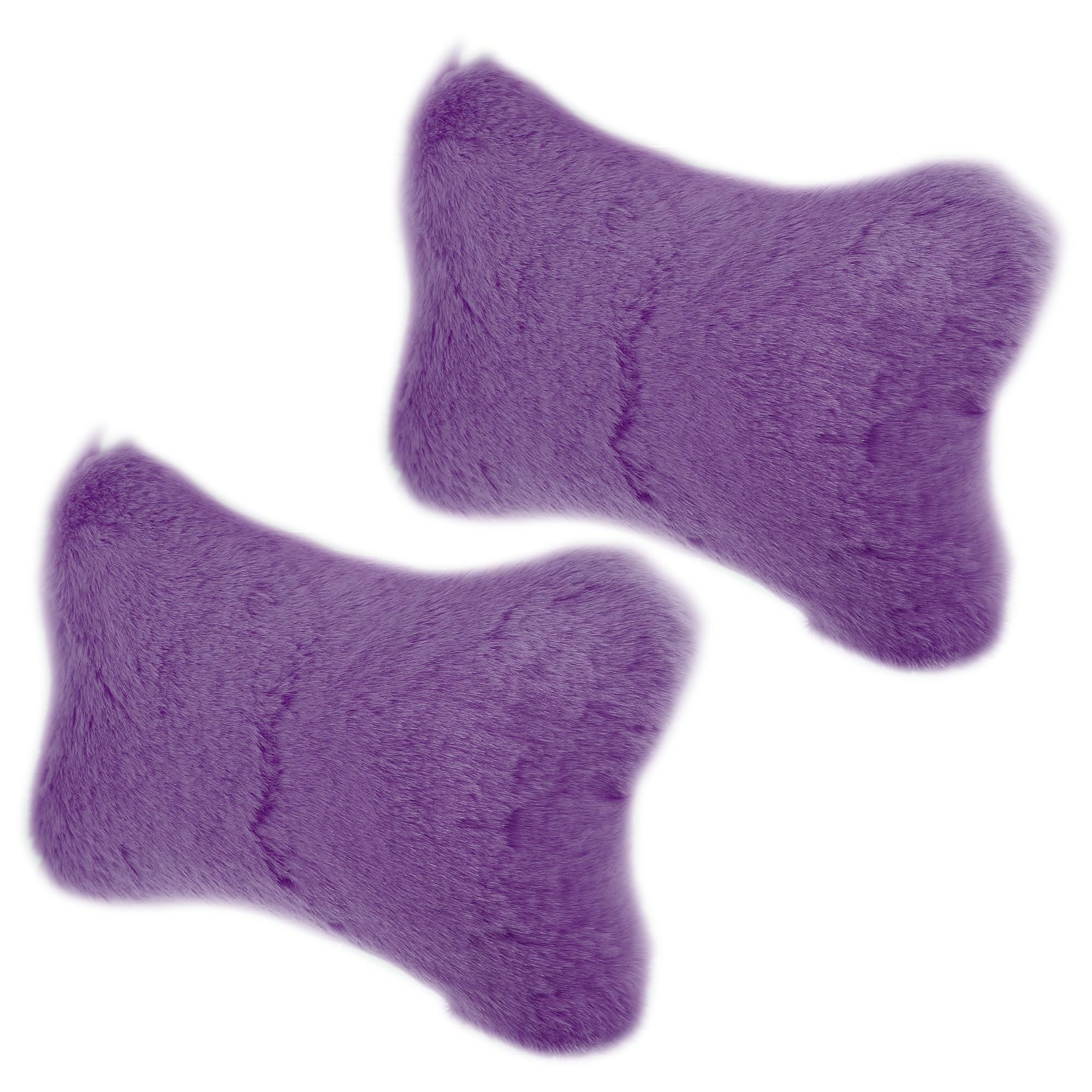 X AUTOHAUX 1 Pair Soft Fluffy Furry Car Seat Neck Pillows - Warm Headrest Support for Comfort & Relaxation - Car Decor Accessories (Purple) - Perfect for Long Drives, Road Trips & Commuting
