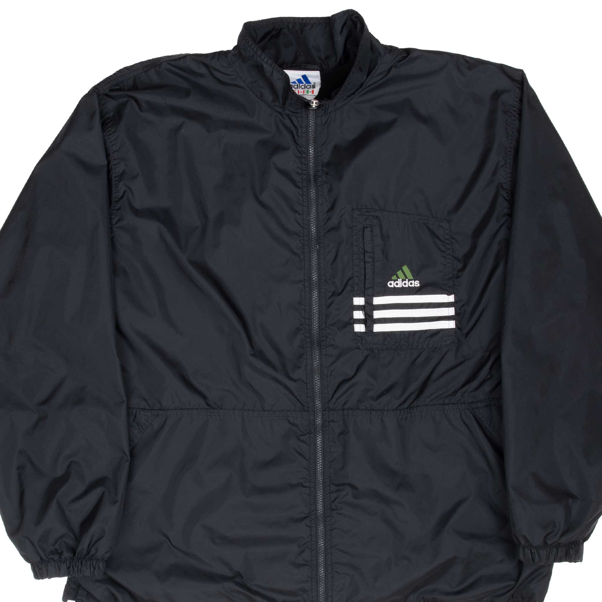 Vintage Adidas Black Windbreaker Jacket 1990s Men's 2XL - Retro Athletic Outerwear for Running, Hiking & Casual Street Style