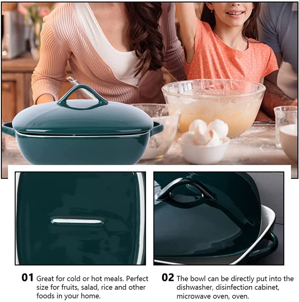 Ceramic Casserole Dish with Lid - Rectangular Baking Pan for Lasagna & Cakes | Oven & Microwave Safe