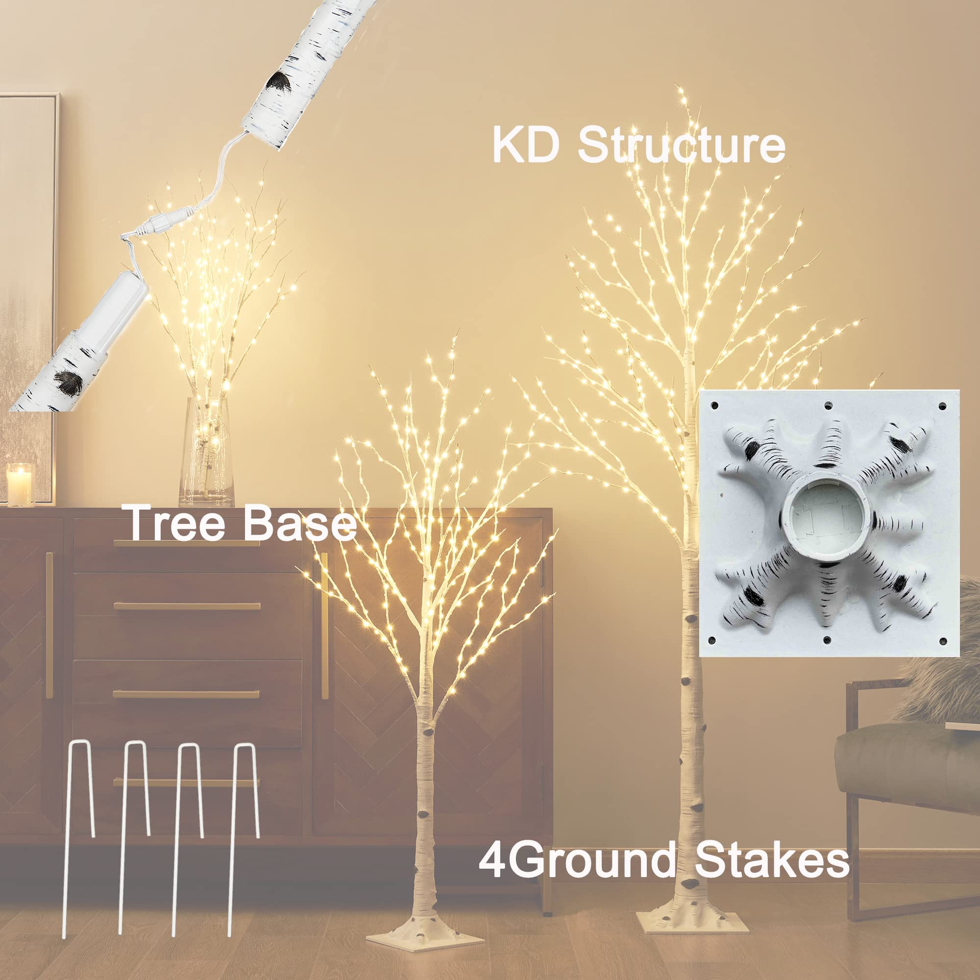 BAOLITVINE 6FT Lighted Birch Tree with 330 Fairy Lights - Indoor/Outdoor Plug-in White Tree for Christmas, Easter, Home & Room Decor | Perfect for Holiday Parties, Weddings, and Seasonal Displays