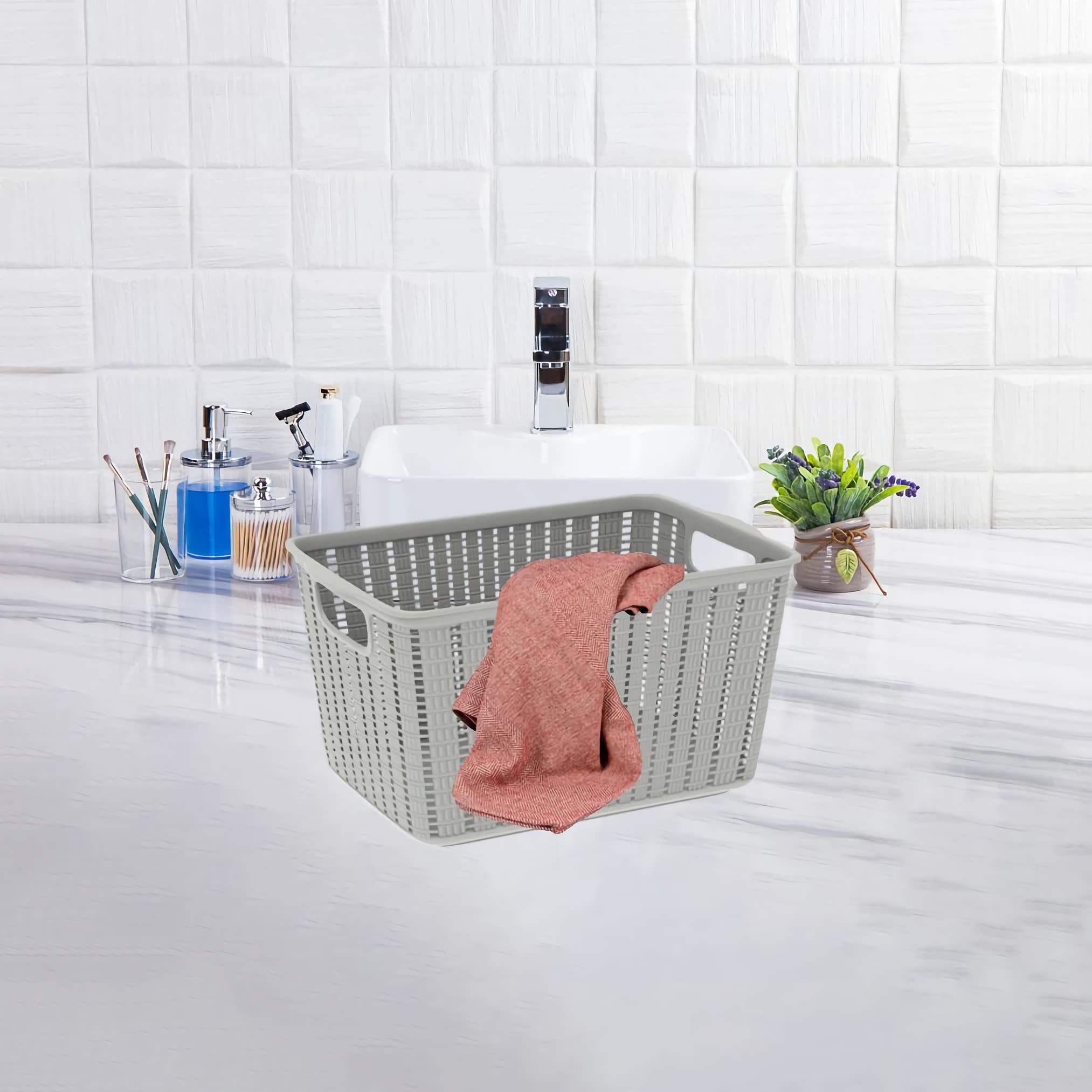 WUWEOT 9 Pack Plastic Storage Baskets with Handles - 10