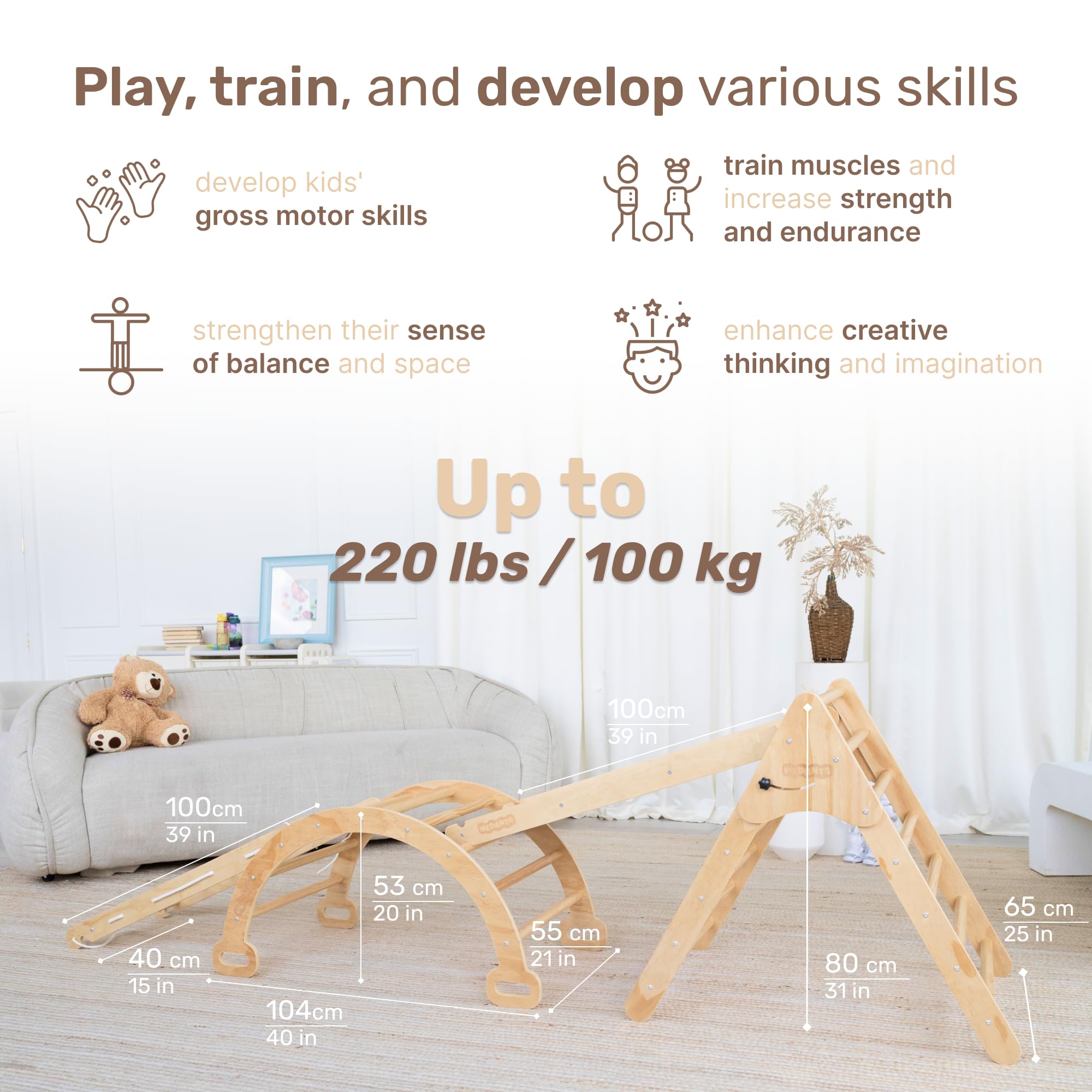 Best Indoor Playground Jungle Gym for Toddlers - Slide & Climbing Toys Playset with Swedish Ladder | Safe Kids Play Structure for Home | Perfect for Toddler Physical Development & Indoor Activities