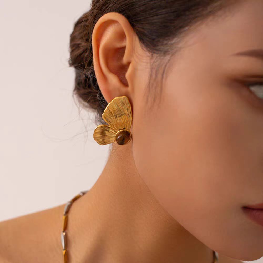18K Gold Plated Chunky Butterfly Stud Earrings for Women - Fashion Jewelry Gift for Birthday, Anniversary & Valentine's Day | JDE004 | Perfect for Parties, Date Nights & Special Occasions