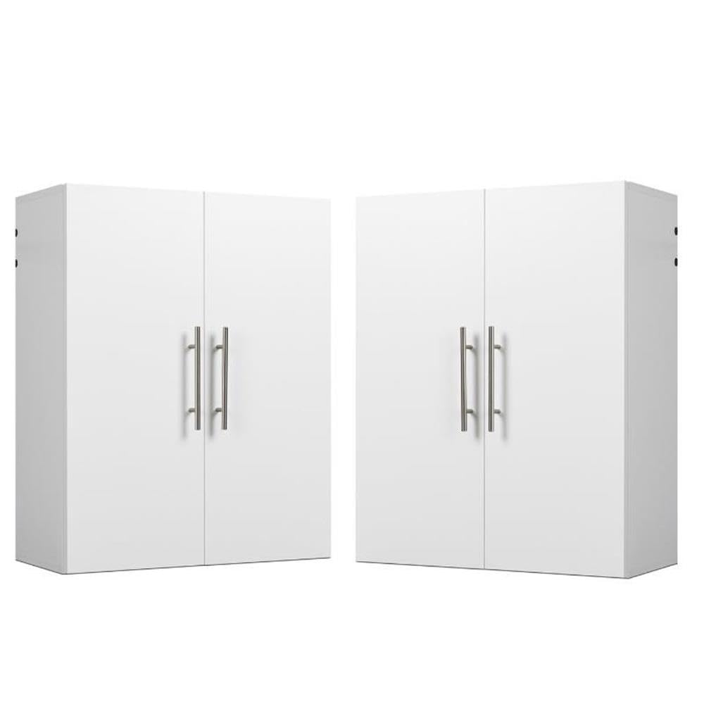 White Wall Mounted Garage Cabinet Set - 2 Piece for Home Storage