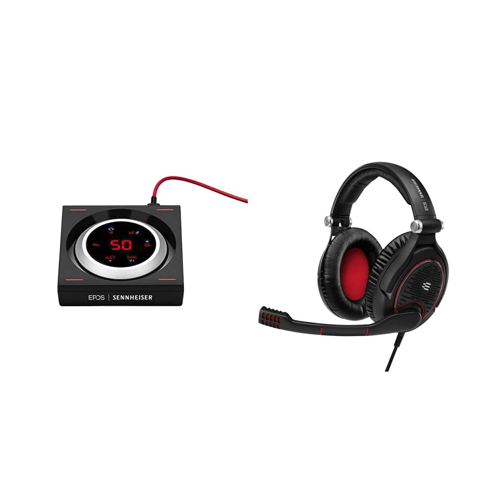 EPOS | SENNHEISER GSX 1200 PRO Gaming Audio Amplifier & External Sound Card with Sennheiser Game Zero Gaming Headset - Closed Acoustic Design & Noise Cancelling Mic for PC, PS5, Xbox & Esports Tournaments