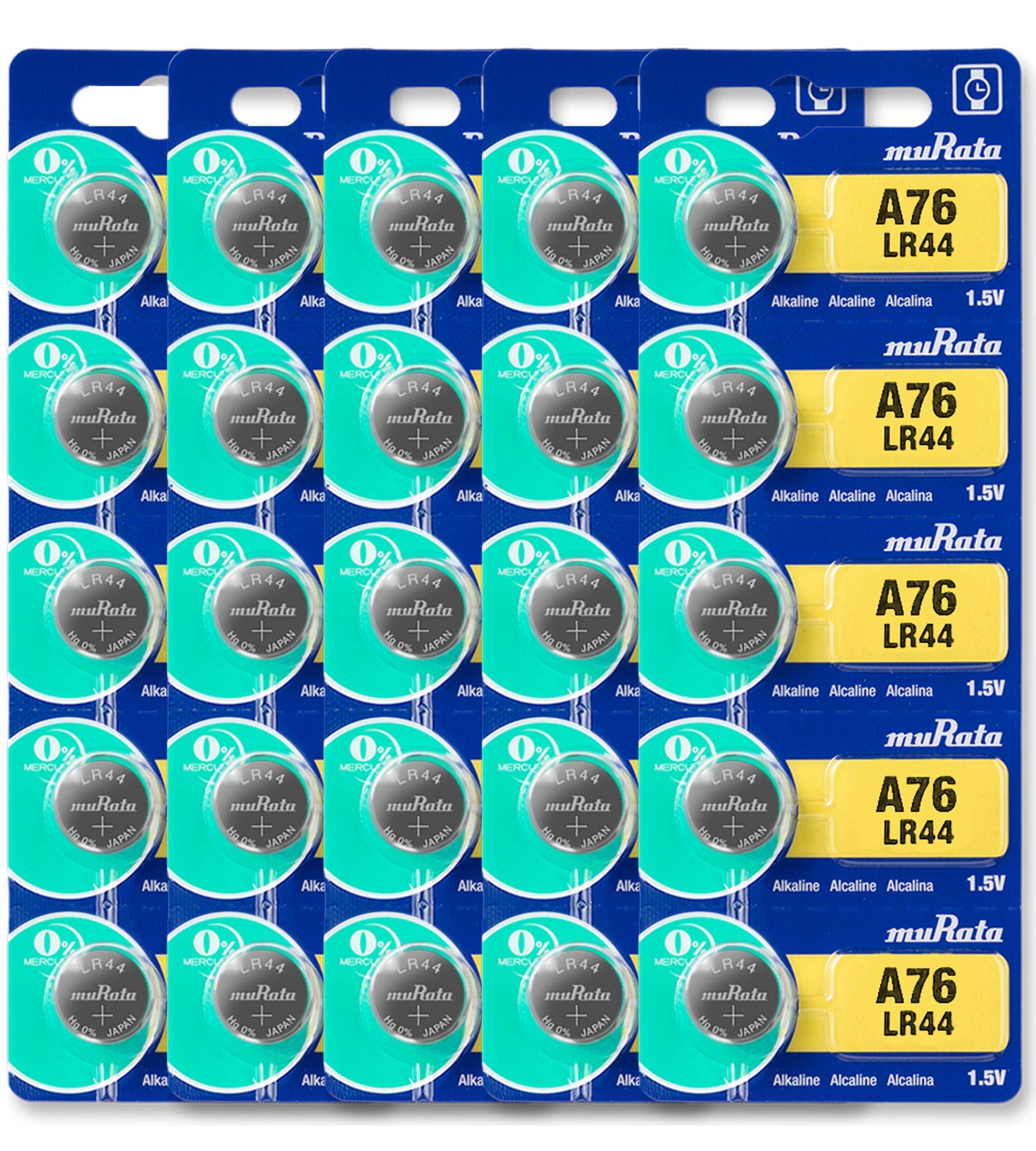 Murata LR44 AG13 357A 1.55V Alkaline Button Cell Batteries (25-Pack) - Perfect for Watches, Calculators, Toys, and Small Electronics