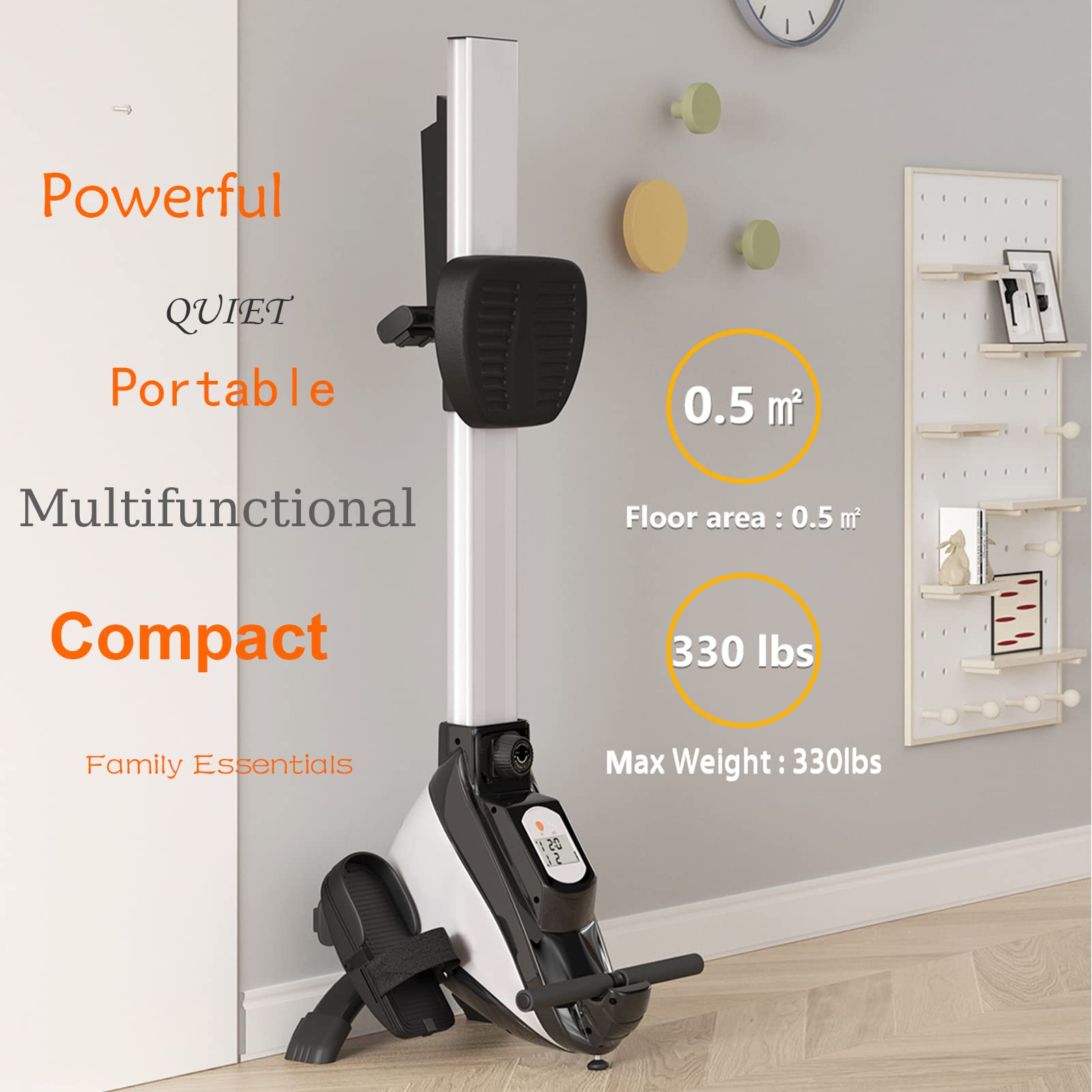 Premium Magnetic Rowing Machine for Home Gym - 8-Level Adjustable Resistance, LCD Monitor, Padded Seat & Tablet Holder - 330lbs Weight Capacity - Perfect for Cardio Workouts & Full-Body Training