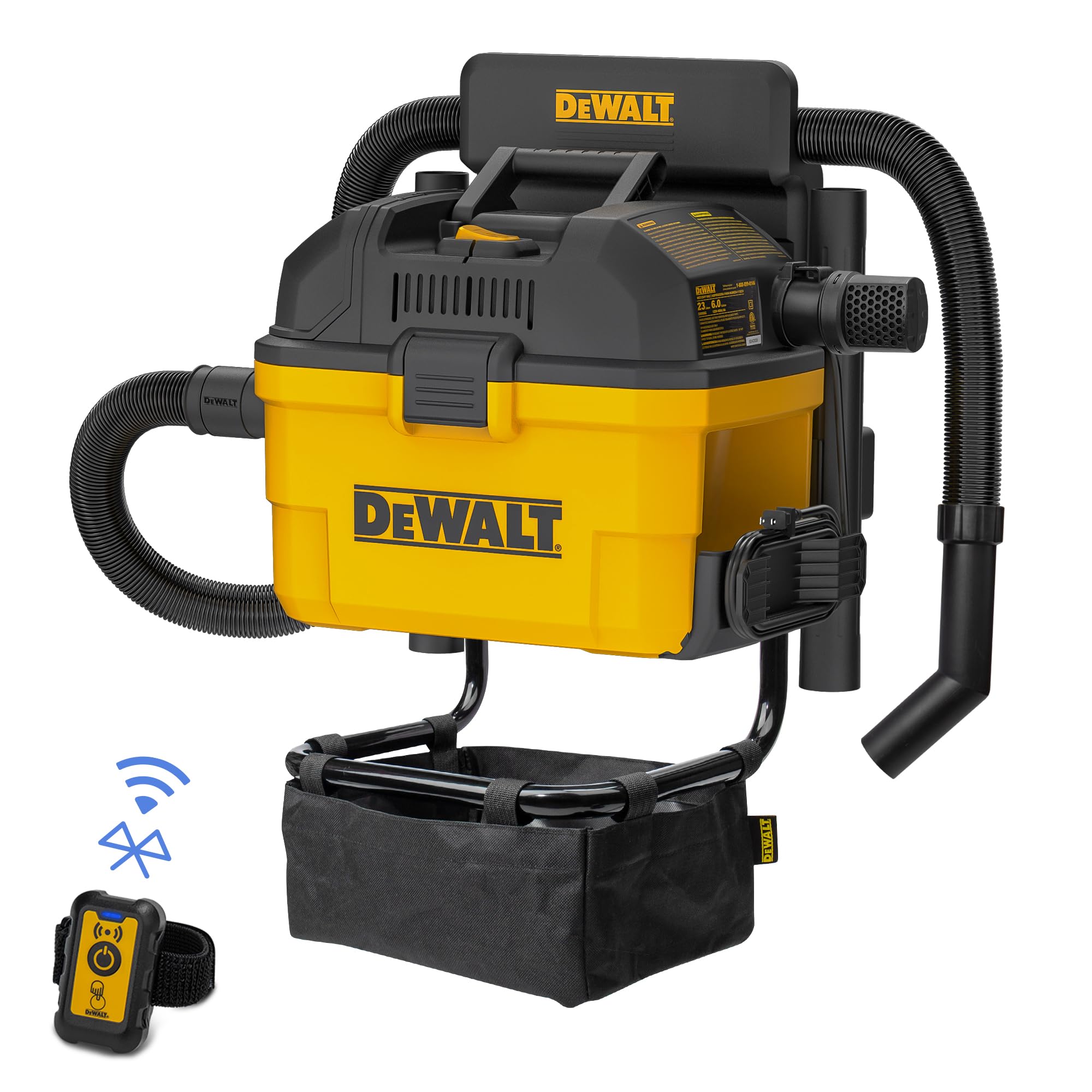 DEWALT 6 Gallon 5 HP Wall-Mounted Wet/Dry Vacuum Cleaner - Powerful Garage & Workshop Vacuum for Dust, Debris & Liquid Cleanup - Ideal for Home, Construction & Auto Detailing