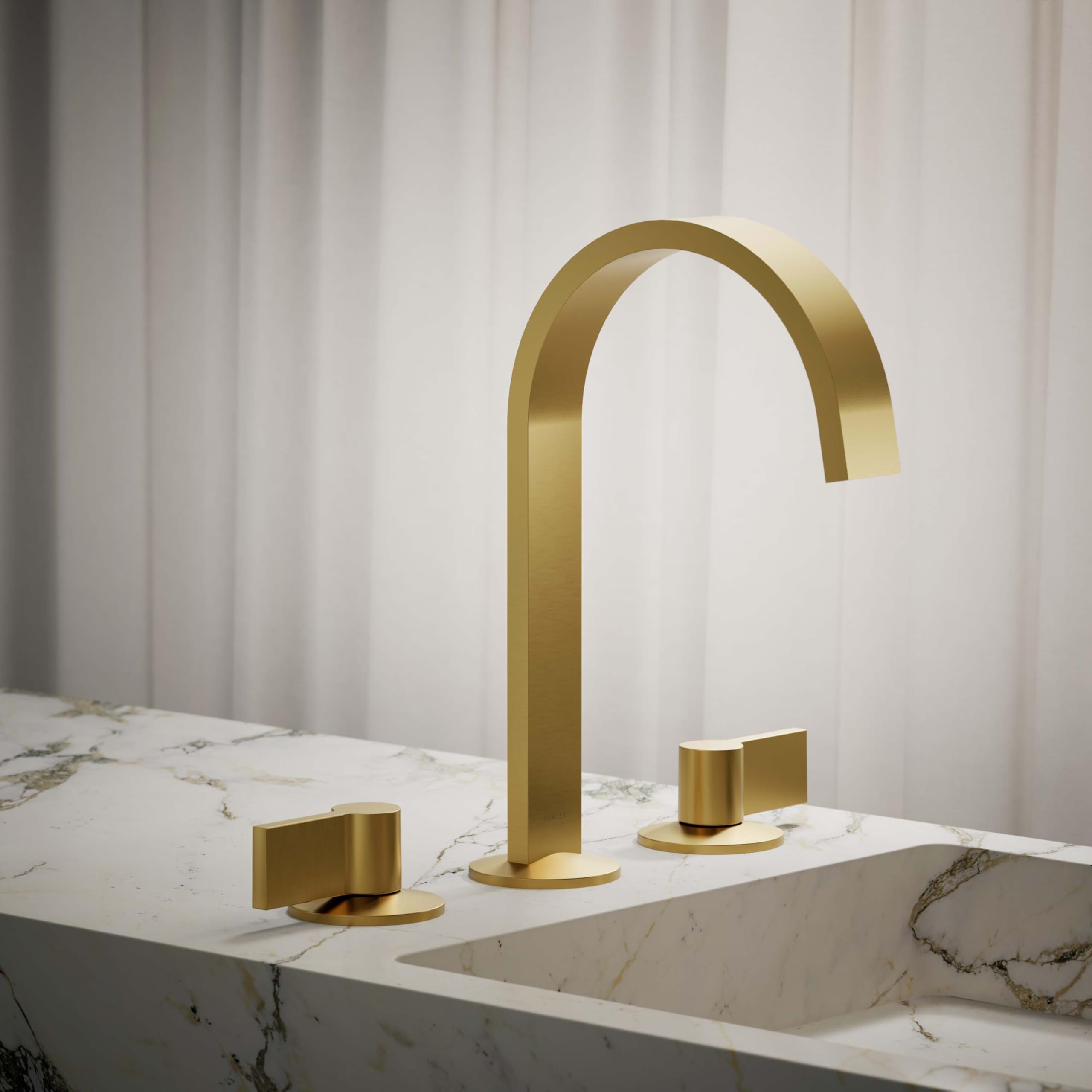 KOHLER Ribbon Design Bathroom Sink Faucet - Modern Waterfall Spout for Vanity & Powder Room - Perfect for Home & Hotel Renovation