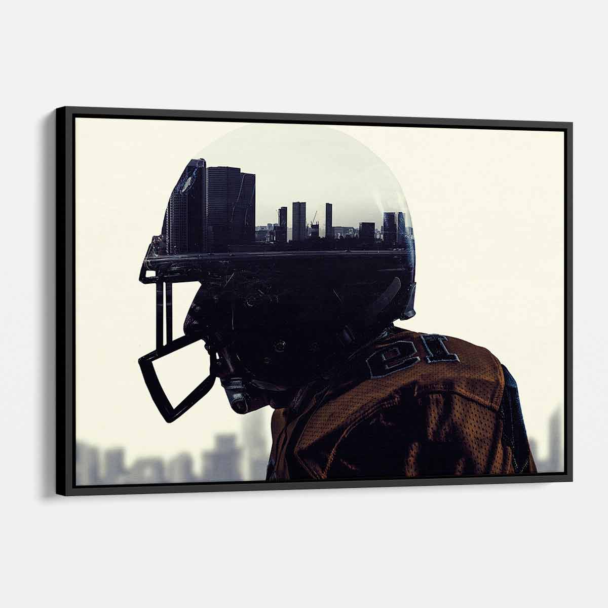 White Football Player Wall Art Canvas Print - Modern Sports Decor for Living Room, Bedroom & Game Room - Perfect Gift for Soccer Fans & Athletes