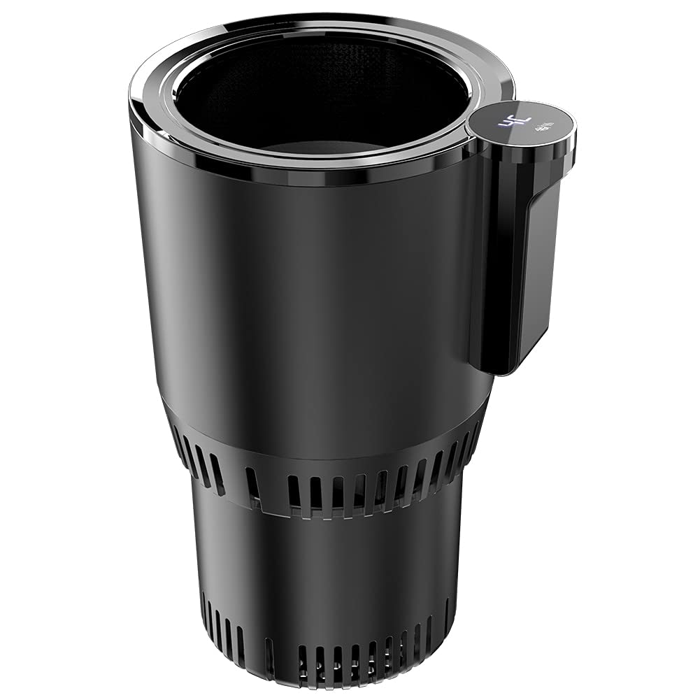 Zhanmauu Smart Electric Car Cup Holder Cooler & Warmer - 12V Portable Heating and Cooling Cup Holder for Coffee, Milk, Baby Bottles - Ideal for Road Trips, Commuting, and Travel (Black)