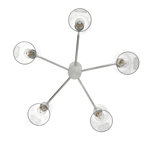 Hunter Lochemeade 5-Light Brushed Nickel Chandelier - Elegant Dining Room & Bedroom Ceiling Light Fixture for Modern Home Decor