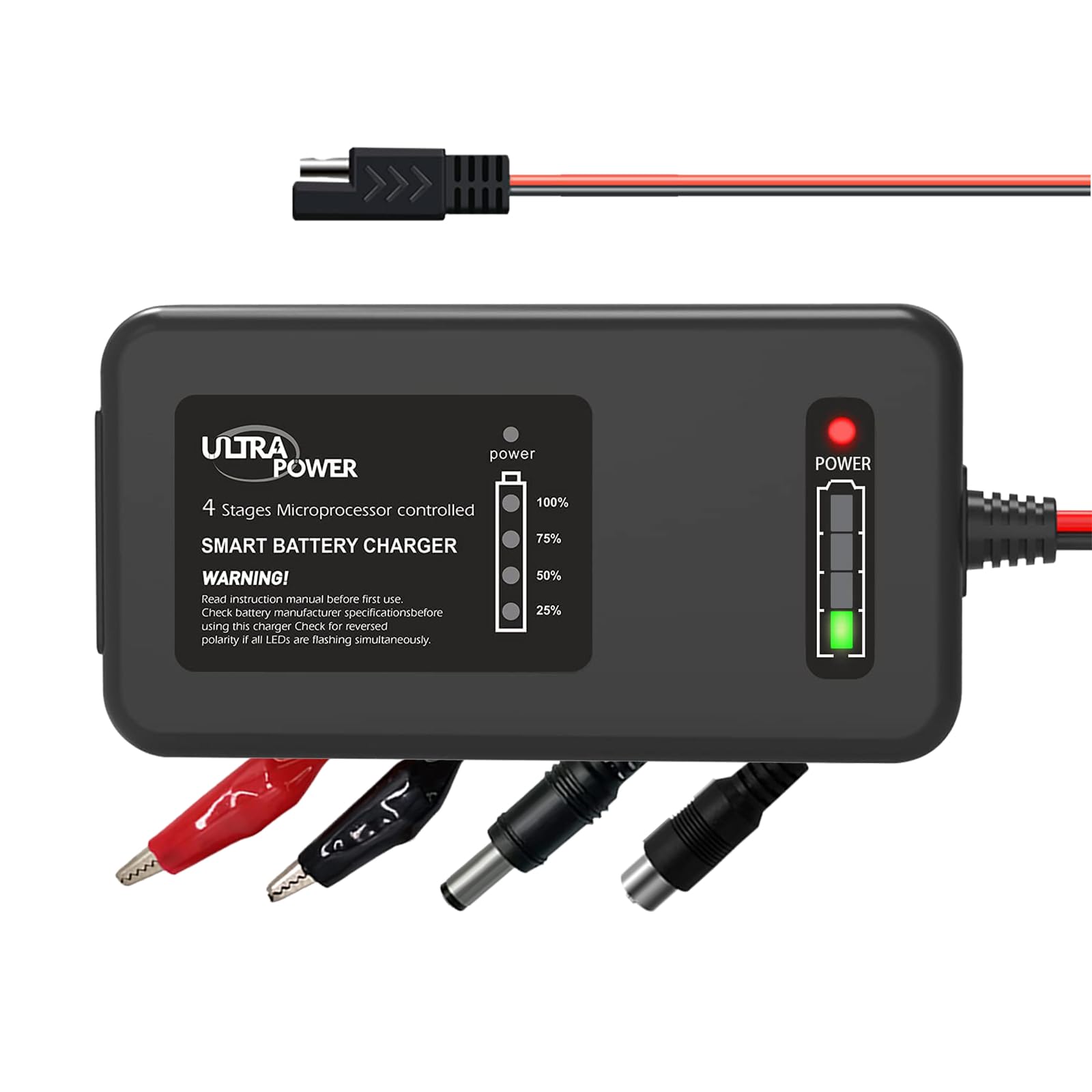 UltraPower 4A 14.6V LiFePO4 Battery Charger & 12.8V LiPo Lithium Charger - Smart Maintainer for Car, Motorcycle, Golf Cart, UAV, Fishing Boat & Deep Cycle Batteries | Perfect for RV Camping, Marine Use & Off-Grid Power Systems