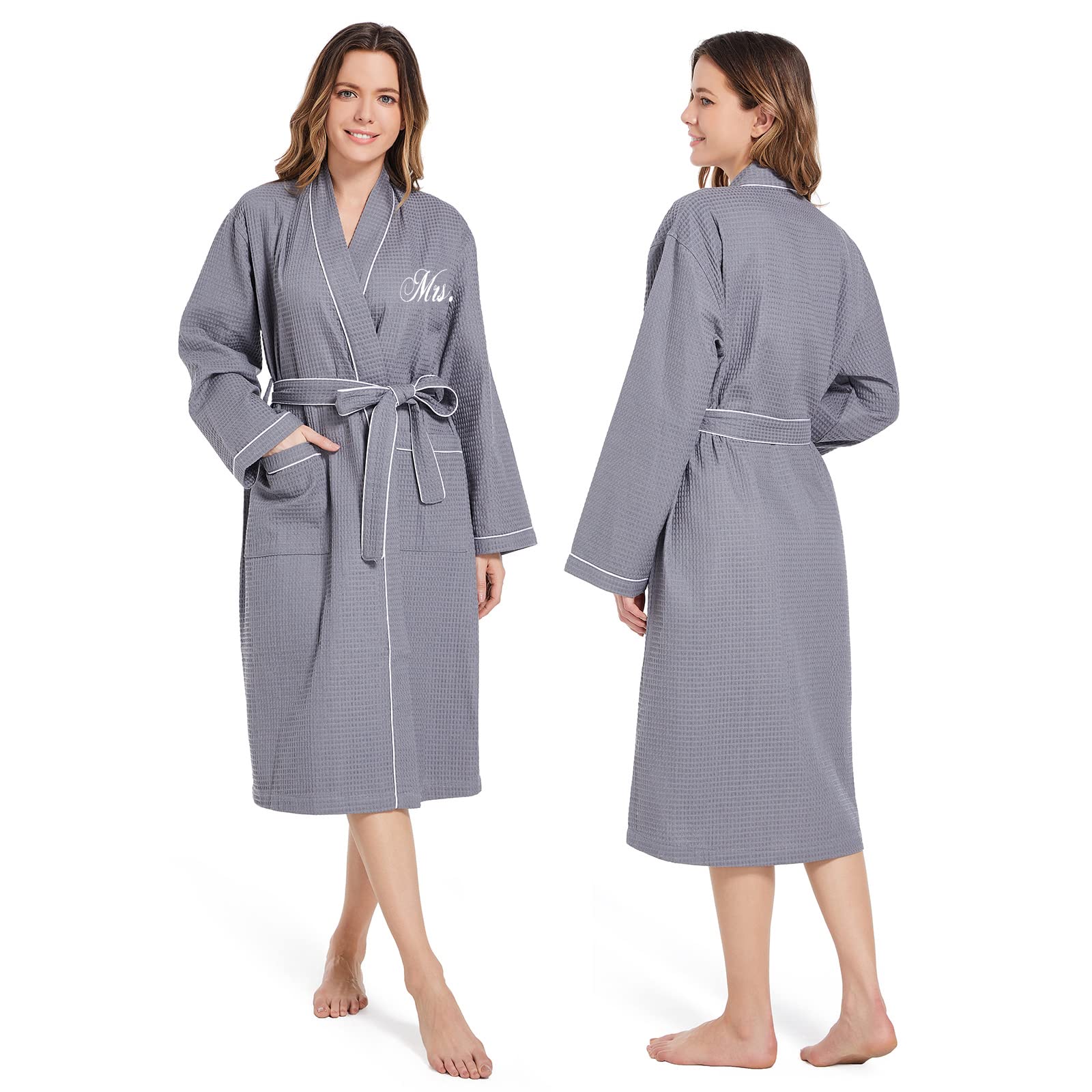 2Pcs Couples Waffle Kimono Robe Set - Soft Cotton Bathrobes for Men & Women, Spa Hotel Loungewear, Matching Couples Gift for Anniversary Valentine's Day - Perfect for Relaxing at Home, Romantic Getaways and Spa Days
