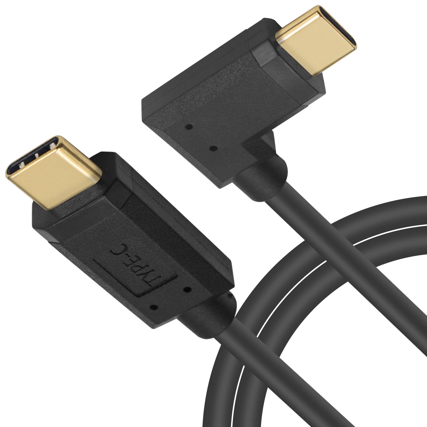 Poyiccot 2ft Right Angle USB C to USB C Cable - 90 Degree USB 3.1 Gen 2 Type C Fast Charging Cable (10Gbps, 60W) for MacBook Pro, iPad Pro, Samsung Galaxy, iPhone 15 & More - Perfect for Tight Spaces & Car Charging