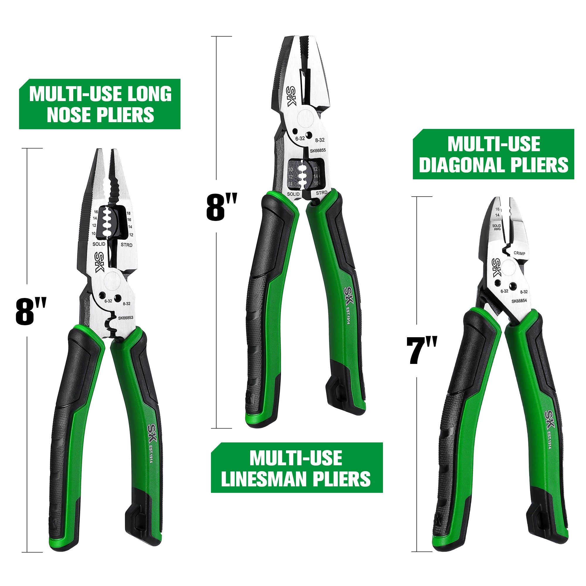 3-Piece Dual Material Handle Multi-Purpose Pliers Set - Heavy Duty, Comfort Grip for DIY, Home Repair, and Automotive Work