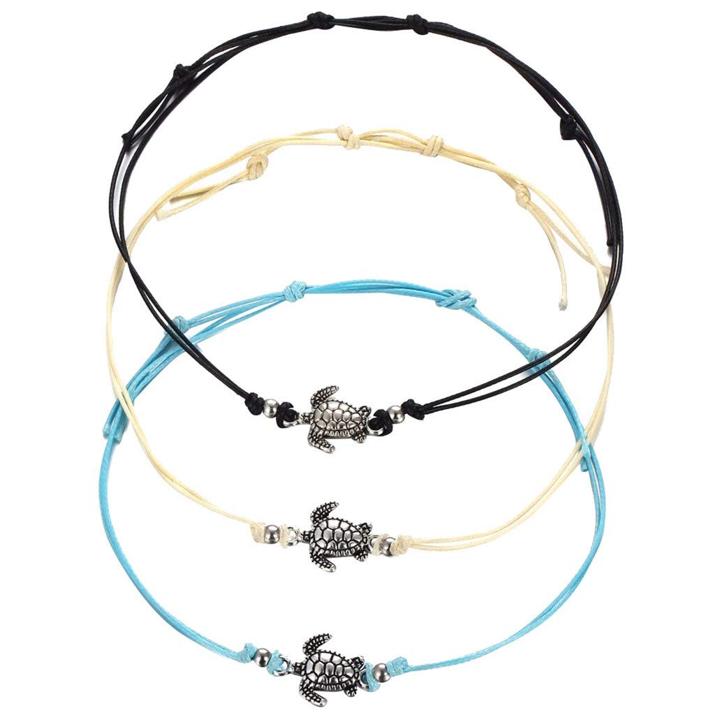 Vintage Matching Rings Foot Jewelry Set - Women's Beach Chain Bracelet & Turtle Anklet (Multicolor, One Size) | Perfect for Summer Vacation, Boho Fashion, and Gift Giving