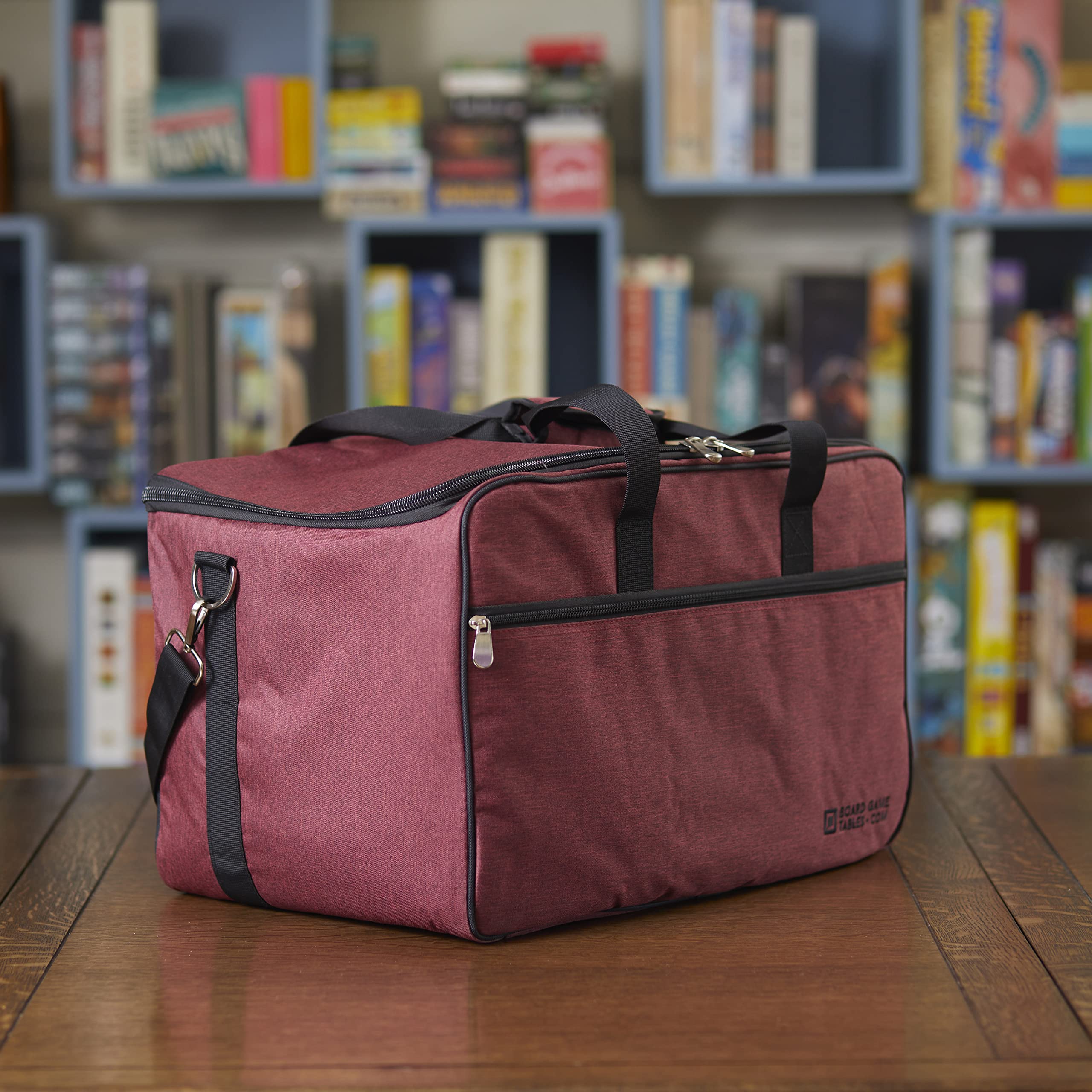 Premium Board Game Travel Bag with Backpack & Shoulder Strap - Padded Storage Carrier for Card Games & Tabletop Accessories (Ruby Red) - Perfect for Game Nights, Conventions & Travel