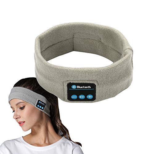 Wireless Bluetooth Headband V5.0 - Sports Headphones for Running, Yoga & Fitness - Sweatproof & Comfortable Headband with Built-in Speakers (Gray) - Perfect for Outdoor Workouts, Gym Sessions & Relaxation