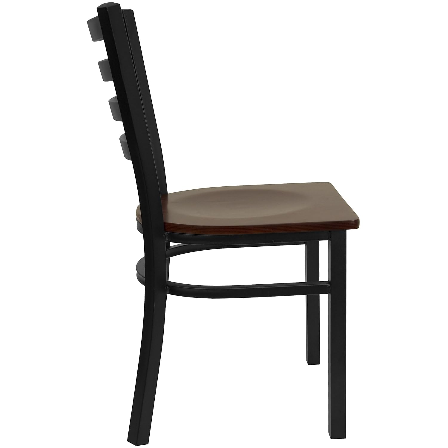 Flash Furniture 2-Pack HERCULES Series Black Metal Ladder Back Restaurant Chairs with Mahogany Wood Seats - Heavy Duty Commercial Dining Chairs for Restaurants, Cafes, and Home Kitchens