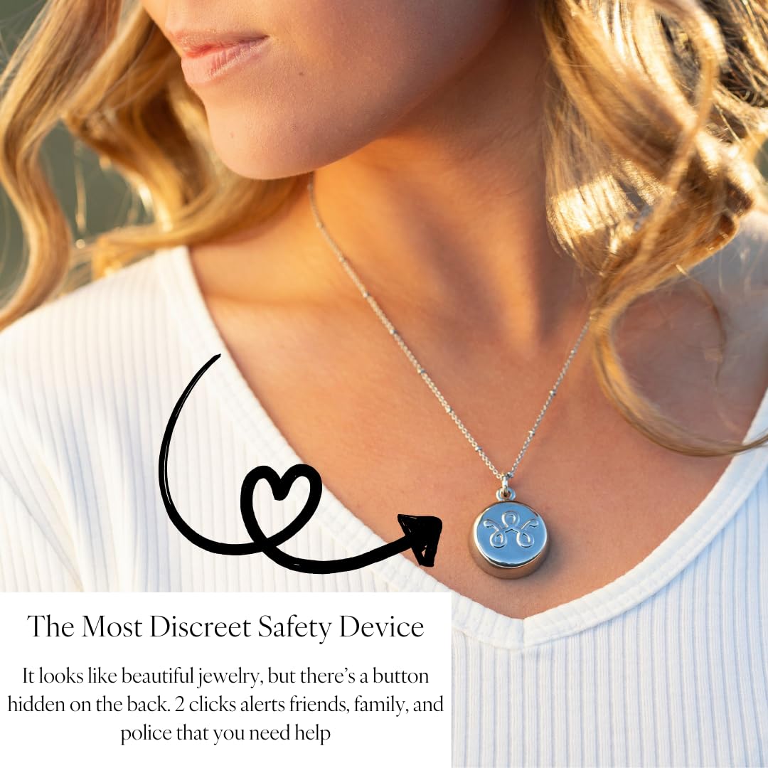 Invisawear Smart Jewelry - Personal Safety Alarm Necklace for Women - Emergency SOS Button with GPS Tracking for Outdoor Activities, Travel & Night Safety