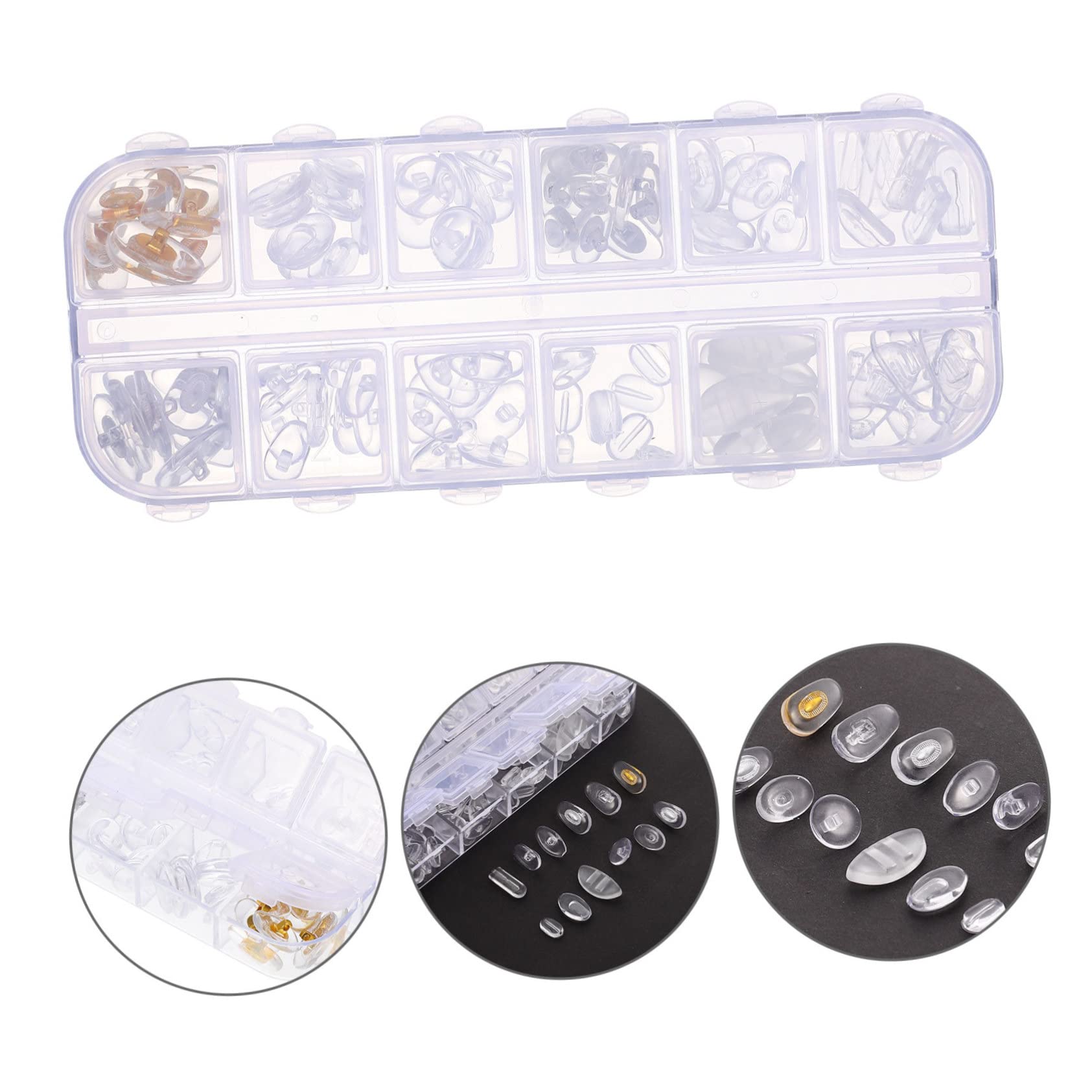 Healvian 5 Sets Eyeglass Screw Repair Kit - Nose Pads, Silikon Cushions, Screws & Tools for Frameless Glasses - Perfect for Eyewear Maintenance & Lens Replacement (Home, Office, Travel Use)