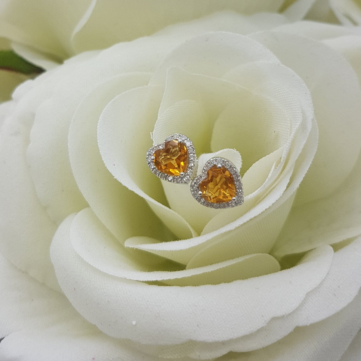 10K Solid White Gold Heart Shaped Halo Stud Earrings for Women | Dazzlingrock Collection | Perfect Gift for Valentine's Day, Anniversary & Special Occasions
