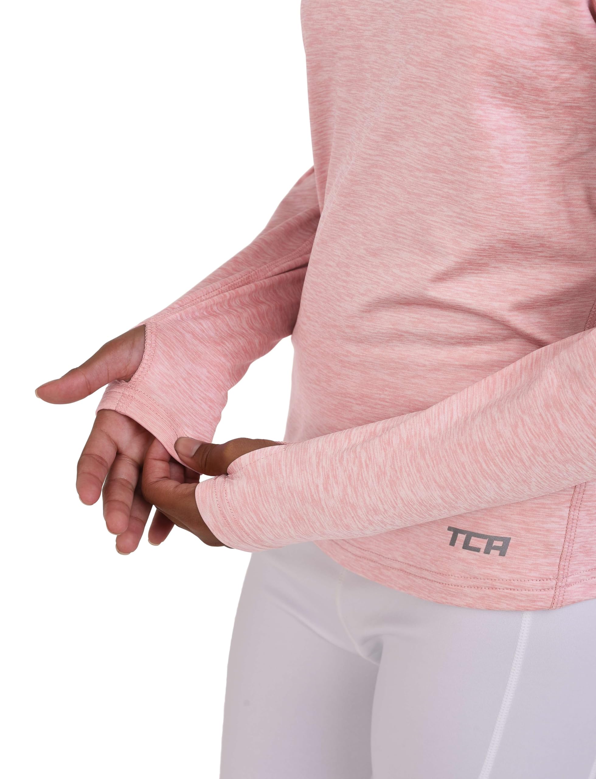 TCA Women's Thermal Long Sleeve Workout Top with Thumbholes & Funnel Neck - Warm Running Shirt for Cold Weather Training, Yoga & Outdoor Activities