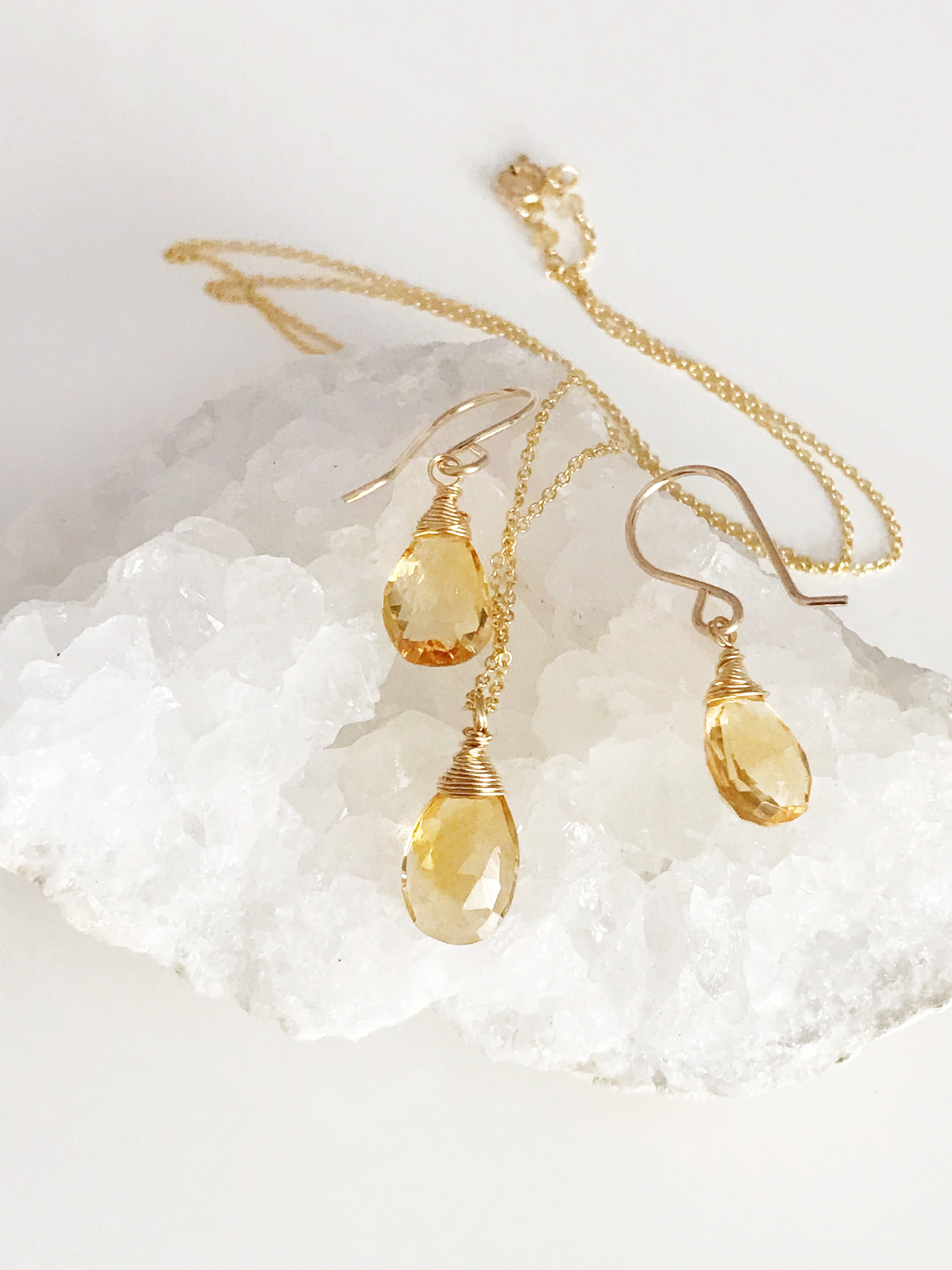 Natural Citrine Jewelry Set (S107) - Elegant Necklace & Earrings for Women, Perfect for Gifts, Parties & Special Occasions