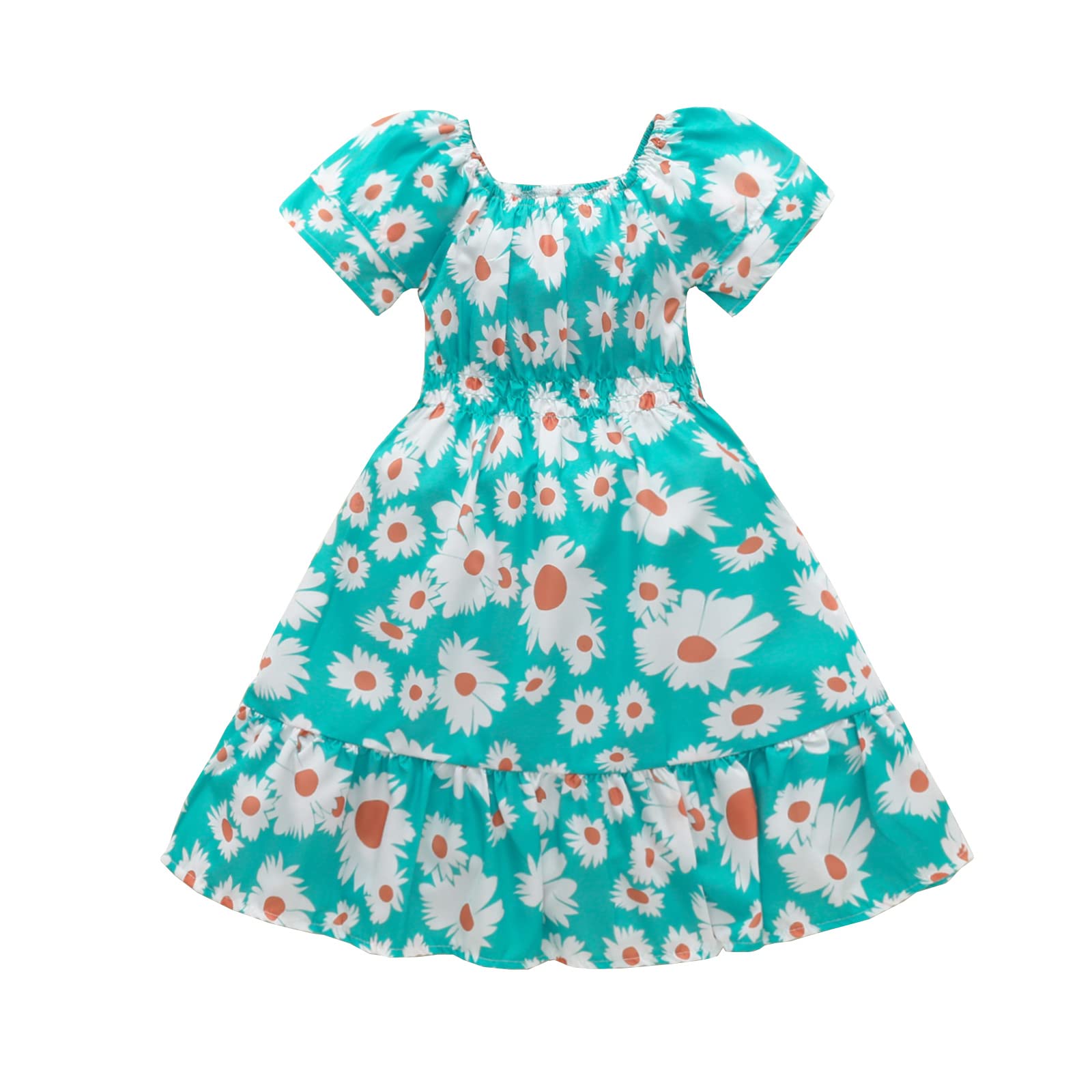 Floral Maxi Dress for Girls - Short Sleeve Princess Summer Dress with Long Skirt | Toddler Kids Outfit for Beach, Party & Special Occasions