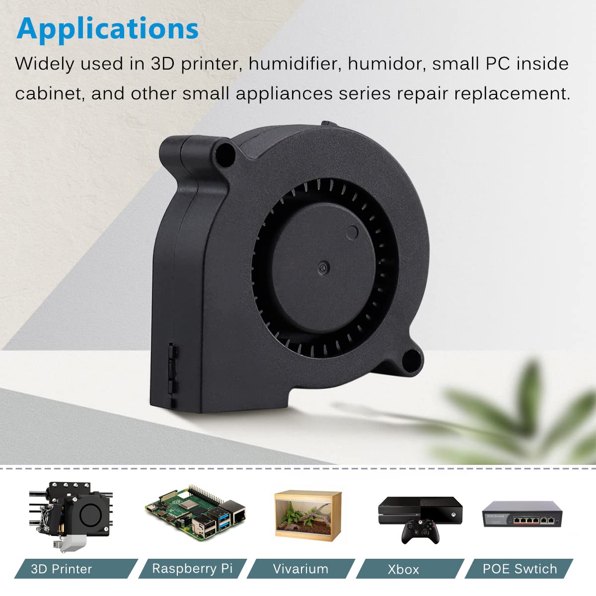 GDSTIME 50mm USB Cooling Fan - 5V DC Brushless Blower Fan (50x15mm) for PC, Laptop, Electronics, Gaming Console & Home Office Use