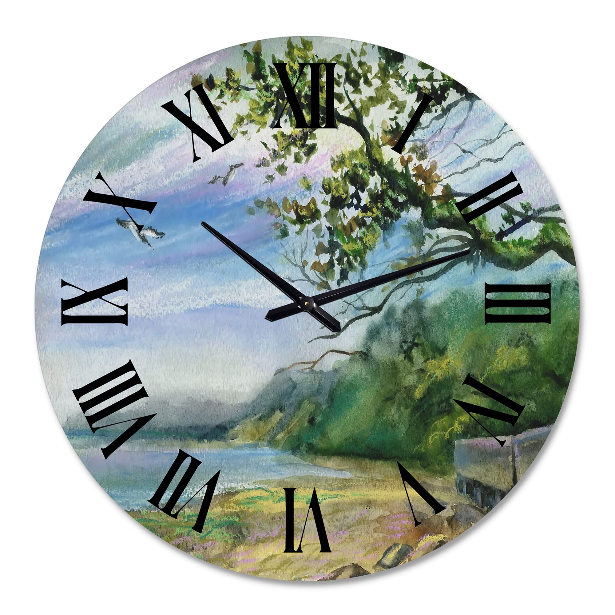 DesignQ Nautical Coastal Wall Clock - Baltic Sea Theme Round Clock for Living Room, Bedroom, Office Decor | Perfect for Beach House, Coastal Style Home & Marine Themed Spaces